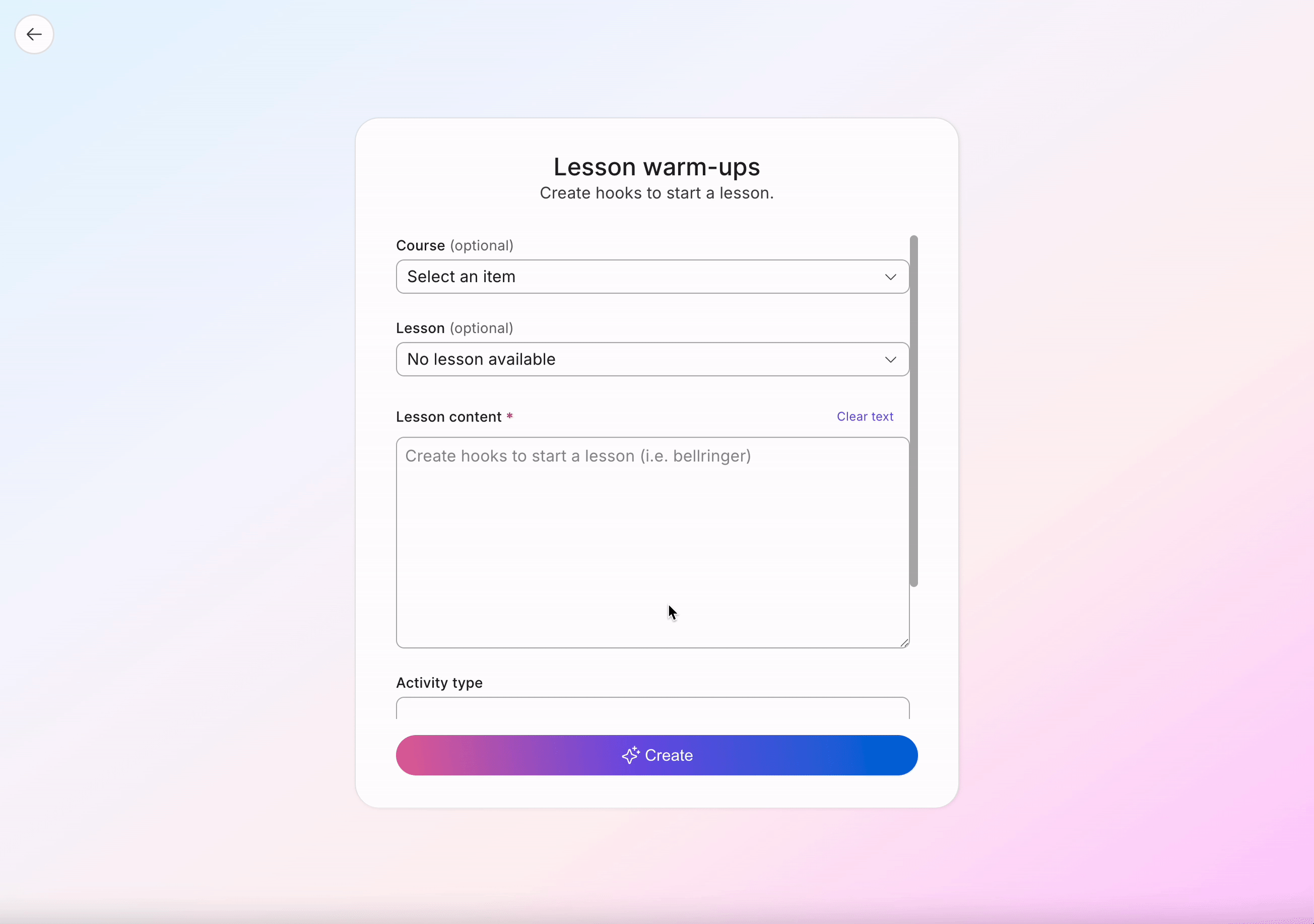 Lesson warm-up