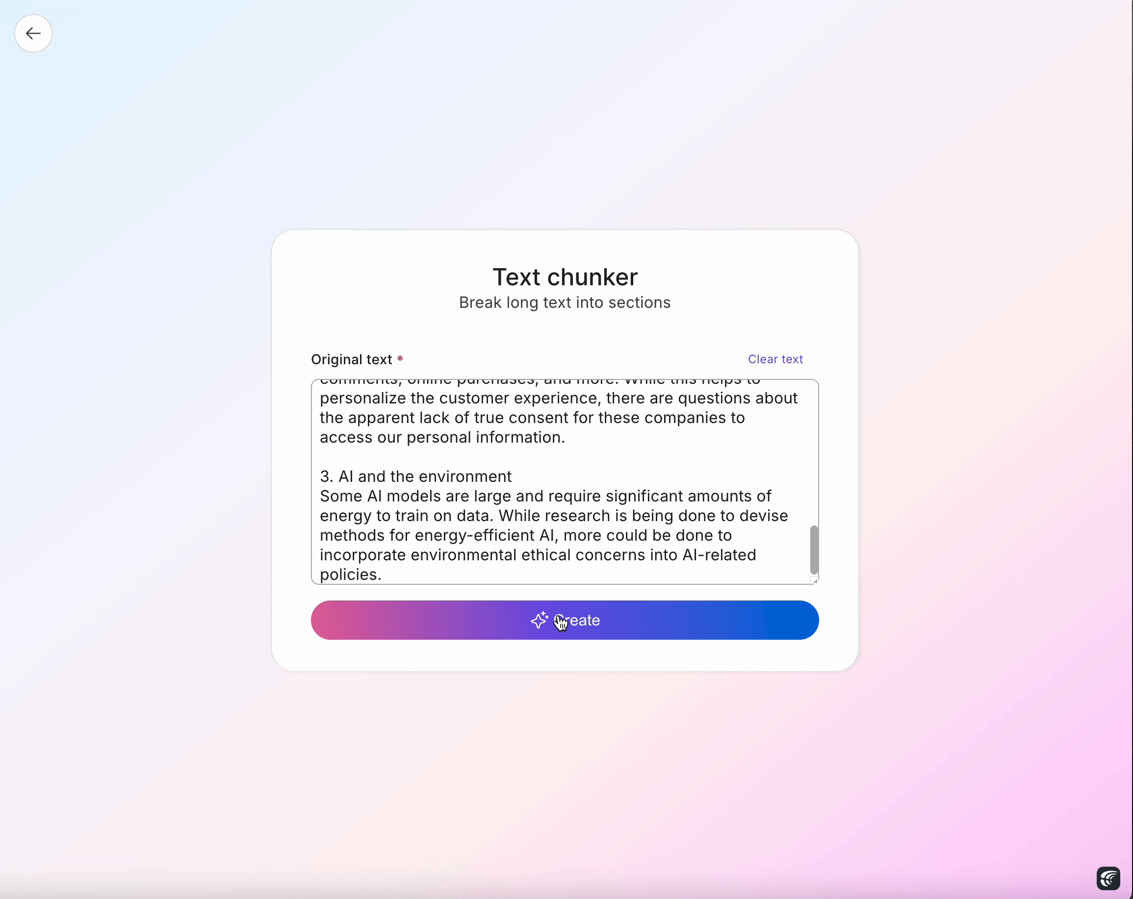 Text chunker